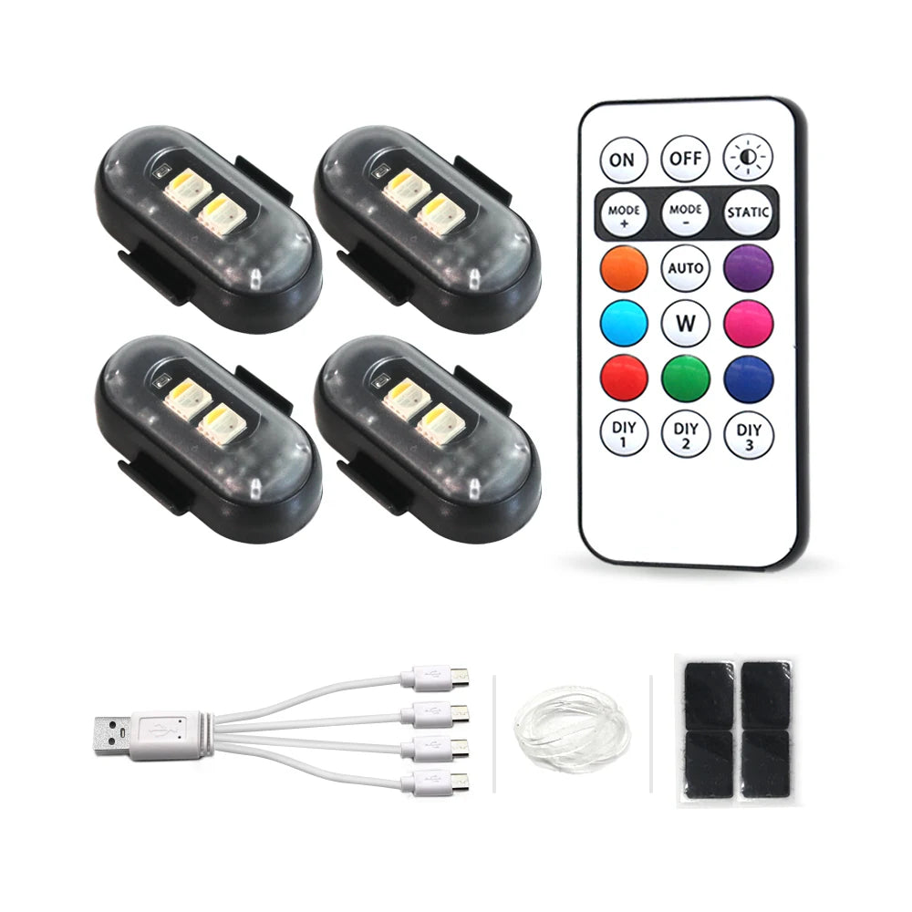 2/4/6x Wireless Remote Control Car LED Light, Multi-mode Car Warning Light, Decorative Light for Car Motorcycle, Car Accessories