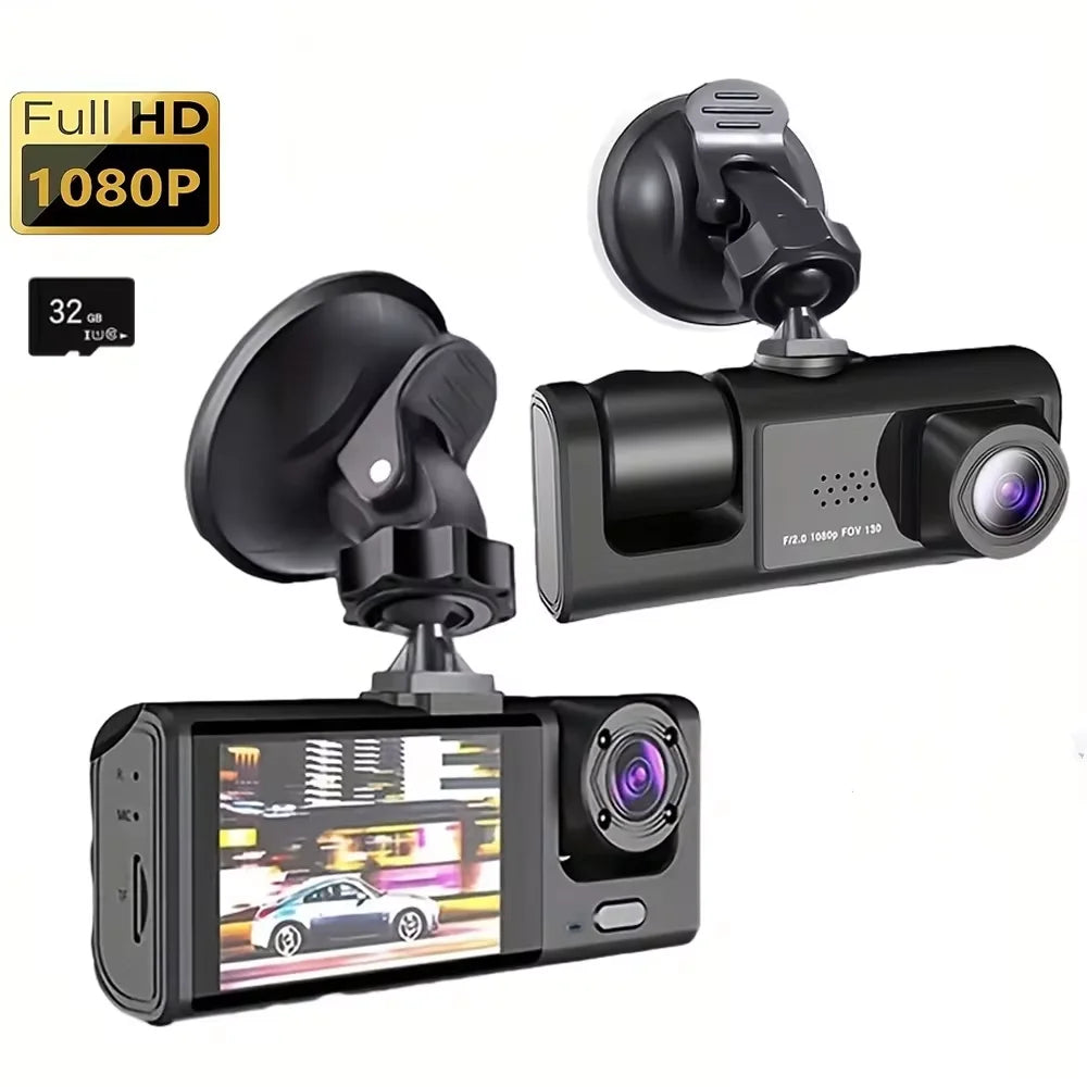 3 Channel Car DVR HD 1080P 3-Lens Inside Vehicle Dash CamThree Way Camera DVRs Recorder Video Registrator Dashcam Camcorder